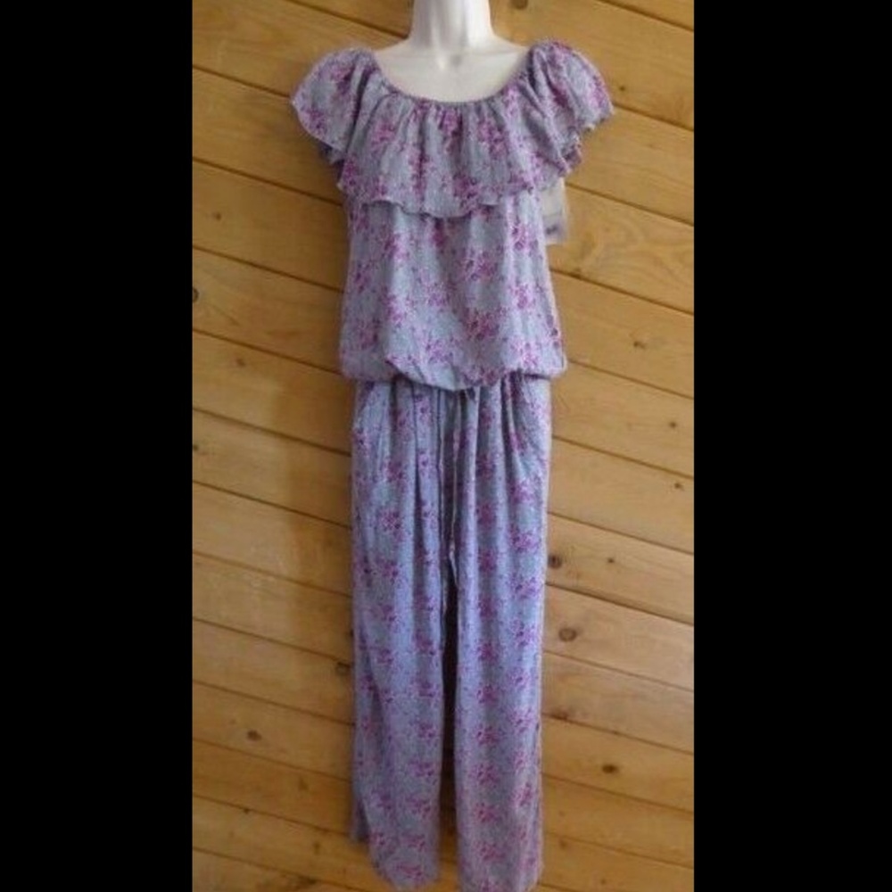 IORI Jumpsuit Romper Ruffled Lounge Purple Floral Japan